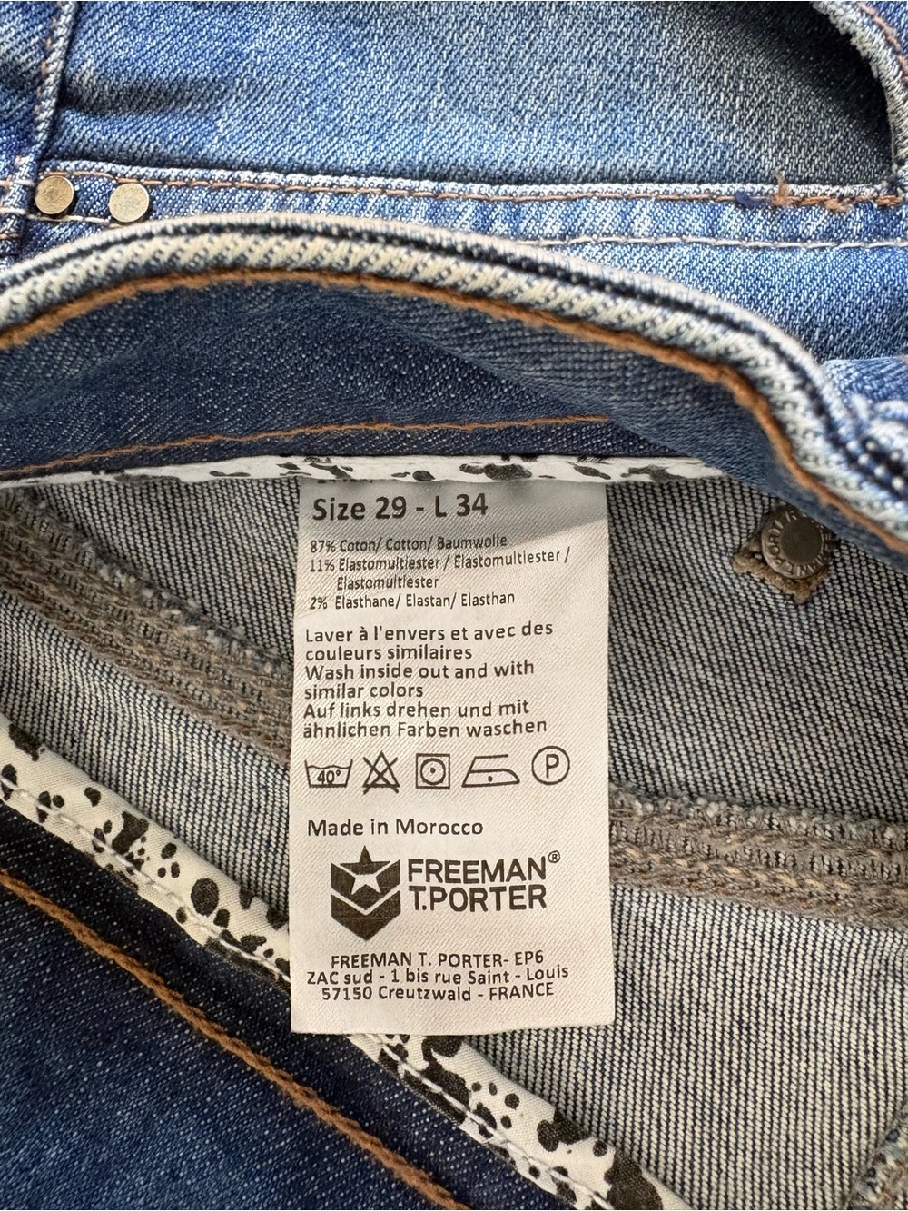 Made in France Straight Leg Low Rise Jeans in Faded Blue size 28/29 - Picture 3 of 6